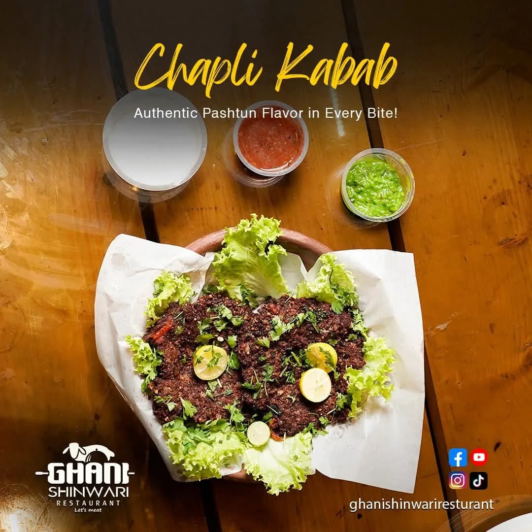 Owner-selected Chapli Kabab poster; meat variety not identified